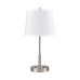 Brushed Nickel Table Lamp – 100W, White Fabric Shade, Single Outlet