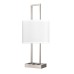 Brushed Nickel Table Lamp – 60W Max, White Fabric Shade, Dual Outlets