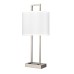 Brushed Nickel Table Lamp – 100W Max, White Fabric Shade, Single Outlet