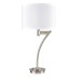 Brushed Nickel Table Lamp with Dual Outlets – 60W, White Fabric Shade (No USB)