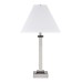 Brushed Nickel Table Lamp with Ebony Wood Accents – 100W, Single Outlet, White Fabric Shade
