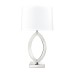 Shiny Nickel Table Lamp – 100W, White Fabric Shade