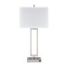 Brushed Nickel Table Lamp – Dual 100W E26, USB Port & Two Outlets