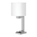 Brushed Nickel Table Lamp – Dual 60W E26, USB Port & Dual Outlets