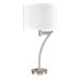 Brushed Nickel Table Lamp – 60W, White Fabric Shade, Single Outlet
