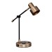 Matte Black and Copper Table Lamp with USB Port & Power Outlet – 19" Modern Metal Table Lamp