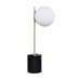 Matte Black Table Lamp with Frosted Glass Globe, USB-A, USB-C & Power Outlet – 22" Modern Lamp