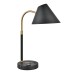 Satin Brass and Matte Black Table Lamp with Metal Shade – USB Port, Power Outlet & Qi Wireless Charger