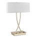 Powder Coated Silver Table Lamp with USB Port and Outlet – 24" Modern Dual Light Lamp