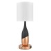 Matte Black & Rose Gold Table Lamp with Power Outlet – 27" Modern Bedside Lamp