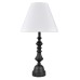 Matte Black Table Lamp with White Fabric Shade & Power Outlet – 29" Modern Table Lamp