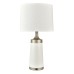 Champagne Brass Table Lamp with Matte White Shade – 60W, Dual E26 Sockets