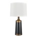 Antique Brass Table Lamp with Glossy Black Accents – 60W, White Fabric Shade, Single Outlet