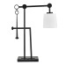 Matte Black Powder Coated Table Lamp with White Fabric Shade – E26 60W Adjustable Height (Model TLH-002-LG)