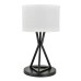 Matte Black Dual E26 Table Lamp with White Fabric Shade – 22" Modern Bedside Lamp