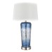 Brushed Nickel and Blue Table Lamp – 100W, White Fabric Shade