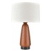Painted Bronze and Dark Nickel Table Lamp with White Fabric Shade, USB Port & Power Outlet – GU24 LED (Model TL-T037-LG)