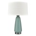Painted Blue and Dark Nickel Table Lamp with White Fabric Shade, USB Port & Power Outlet – GU24 LED (Model HTL-035-LG)