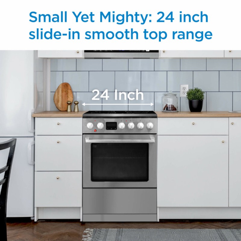 Danby 24-in TruAirFry Smooth top Slide-in Electric Range in Stainless Steel DRCA240BSS