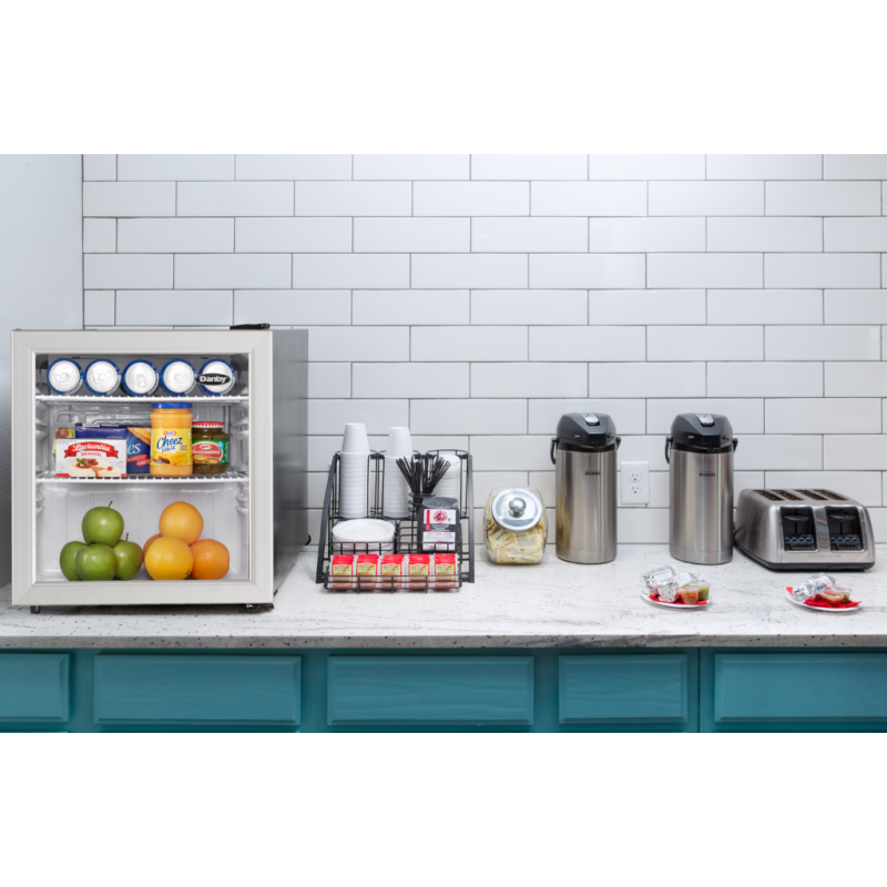 Danby 1.6 cu. ft. Compact Glass Door Fridge in Platinum