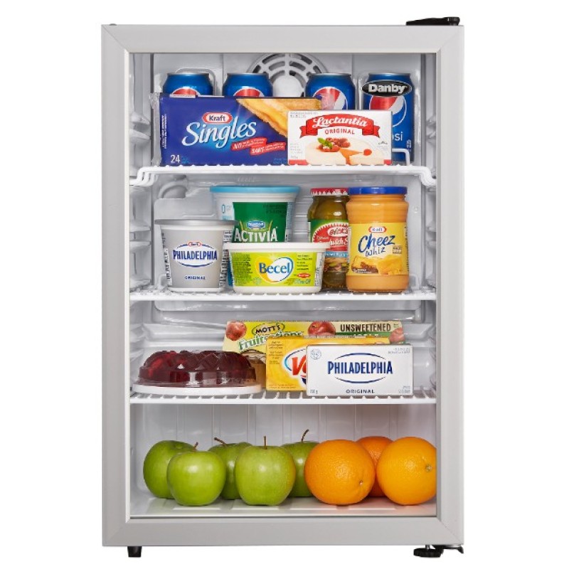 Danby 2.6 cu. ft. Compact Glass Door Fridge in Platinum