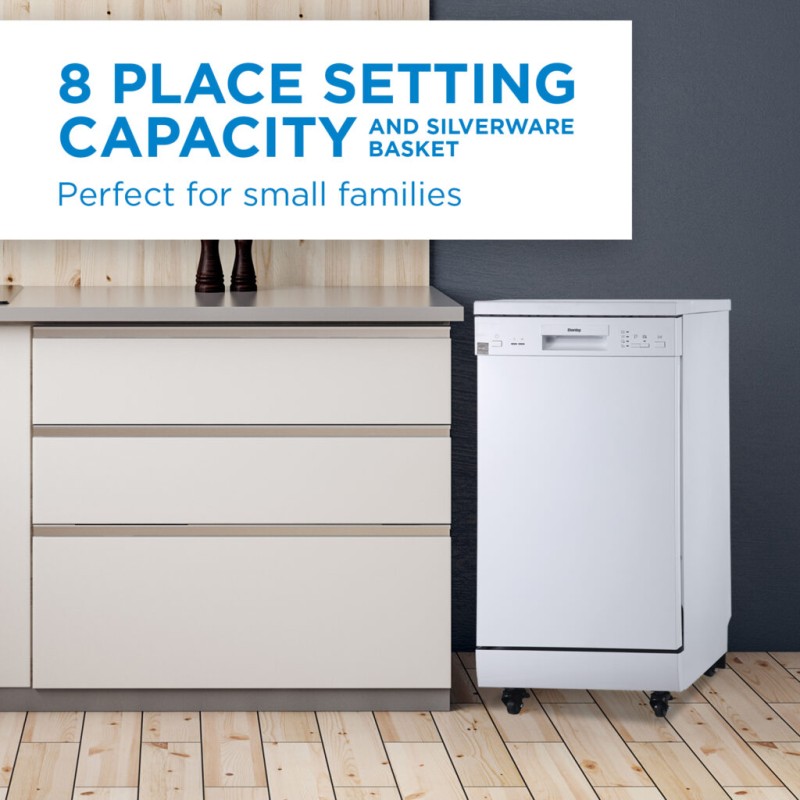 Danby 18 Wide Portable Dishwasher in White