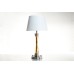 Double Table Lamp with 2 USB Ports & Outlets – Brushed Nickel Steel/Resin