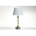 Brushed Nickel Double Table Lamp with 2 USB Ports & Outlets – Steel/Resin
