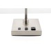 Modern Table Lamp with USB Port and Outlet – White Gloss Acrylic Shade, Brushed Nickel Finish