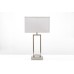 Double Table Lamp with Dual USB Ports & 2 Power Outlets – Brushed Nickel