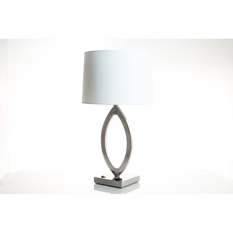 Brushed Nickel Single Table Lamp with Fabric Shade – 27" Modern Bedside Lamp