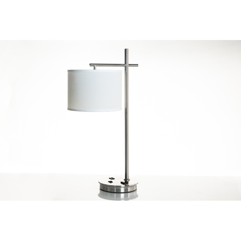 Single Table Lamp Brushed Nickel with Outlet | LOG10022