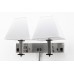 Wall Lamp with Dual USB Ports and Outlets – Brushed Nickel & Black Wood Bedside Wall Light