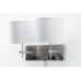 Double Wall Lamp with Power Outlets – Brushed Nickel Wall Sconce with Fabric Shades