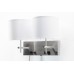 Double Wall Lamp with Power Outlets – Brushed Nickel Wall Sconce with Fabric Shades