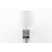 Brushed Nickel Wall Lamp with Power Outlet and Fabric Shade – Plug-In Wall Light