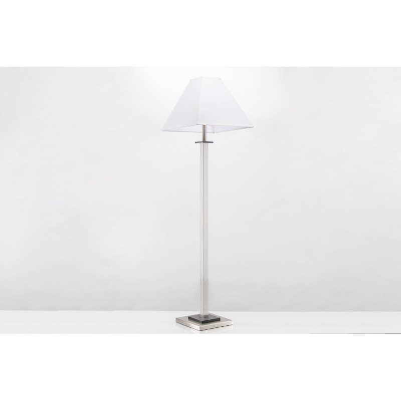 Floor Lamp with Black Wood & Brushed Nickel Finish – 59" Standing Lamp with White Hardback Shade | LOG10016