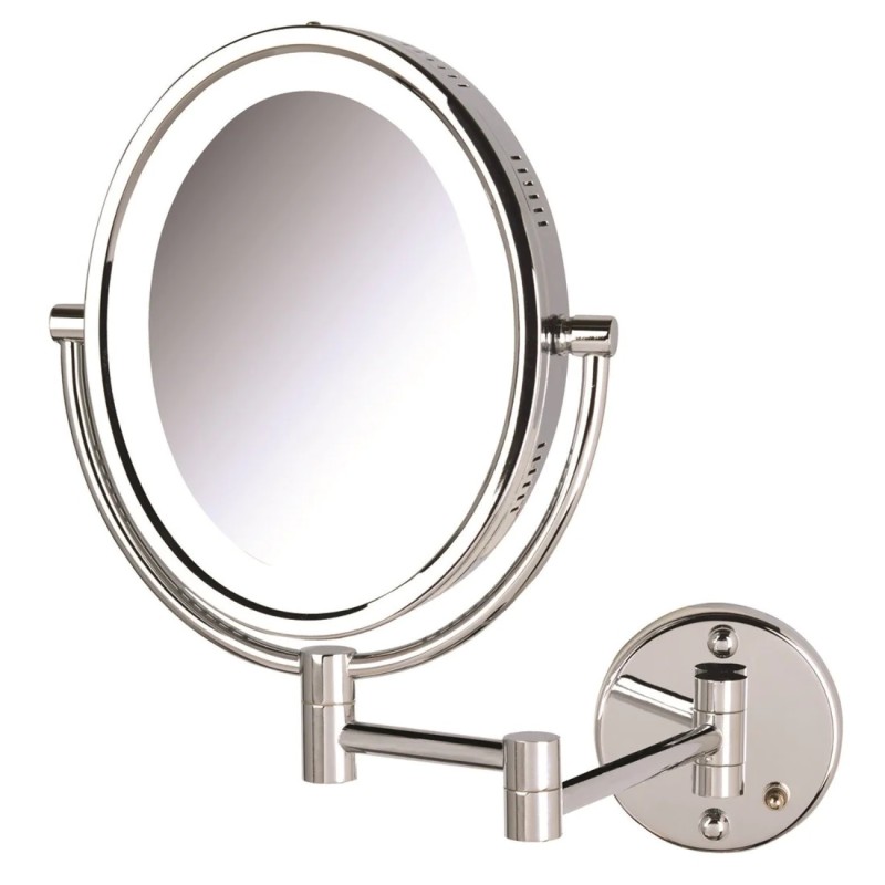 8" x 10" 5X-1X Lighted Wall-Mounted Mirror – Oval, 360° Swivel, Chrome Finish