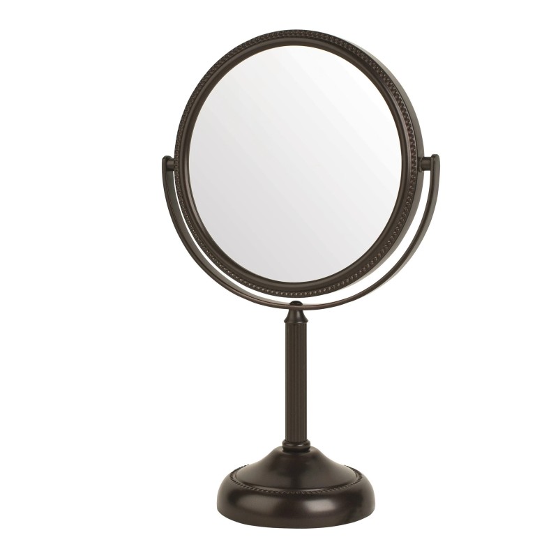 6" 10X-1X Tabletop Mirror – Beaded Chrome, Nickel, Bronze, 11” Height