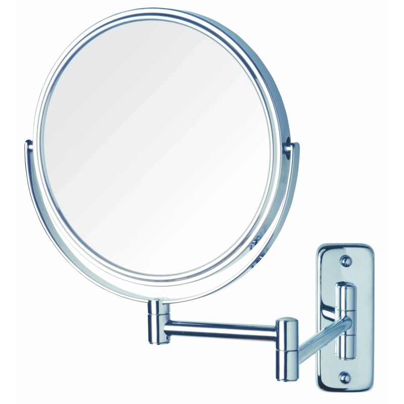8" 8X-1X Wall-Mounted Mirror – 360° Swivel, Extendable Arm, Nickel/Chrome