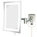 6.5" x 9" 5X LED Wall-Mounted Mirror – 360° Swivel, Extendable Arms, Nickel & Chrome