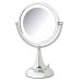 8.5" 8X-1X LED Lighted Vanity Mirror – Nickel/Chrome Finish, 15” Height