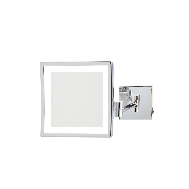 8" x 8" 5X LED Lighted Mirror – Direct Wire, Chrome Finish