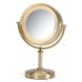 8" 6X-1X Halo Lighted Vanity Mirror – 14” Height, Nickel & Brushed Brass
