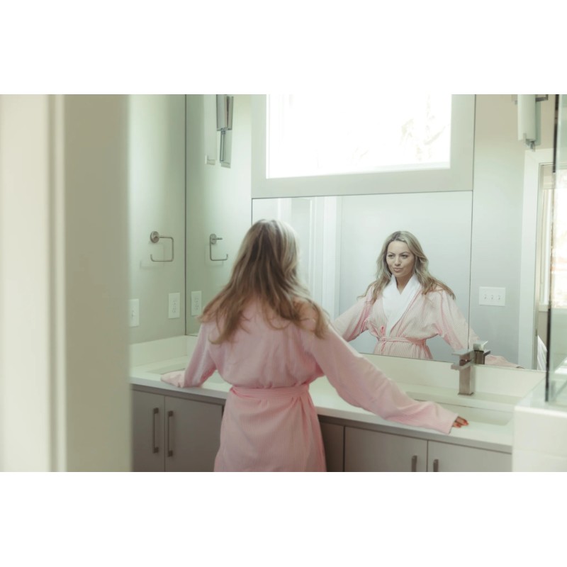 Pink Seersucker Double Layer Robe