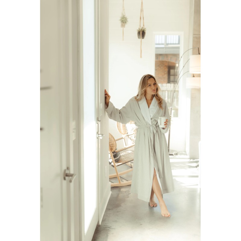 Stone Seersucker Double Layer Robe