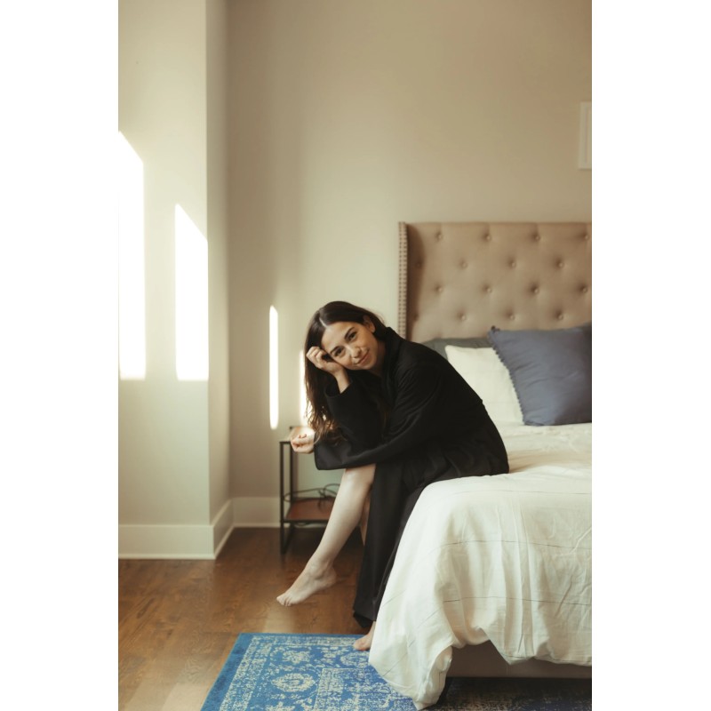 Black Twill Double Layer Robe