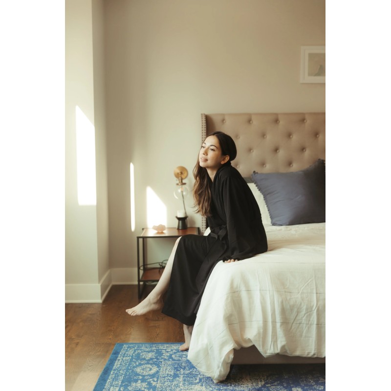 Black Twill Double Layer Robe