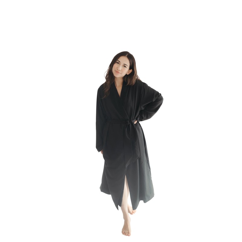 Black Twill Double Layer Robe