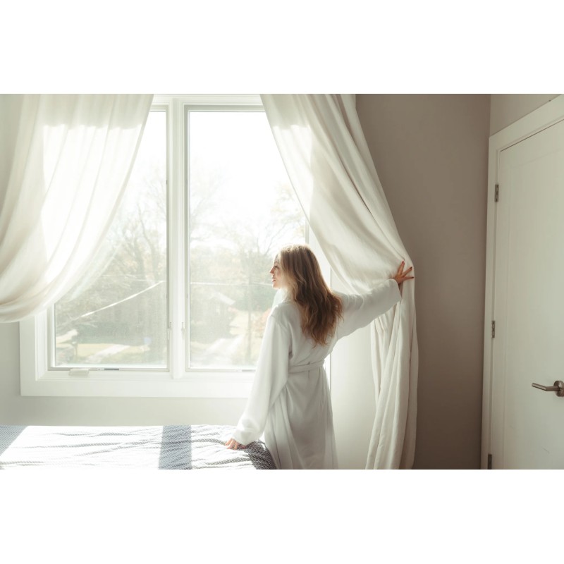 White Seersucker Double Layer Robe